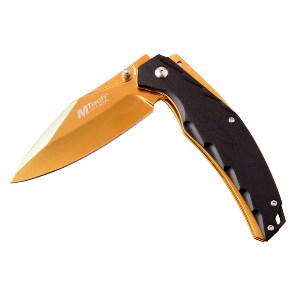 MTech USA® - 3.75" Gold/Black Drop Point Folding Knife