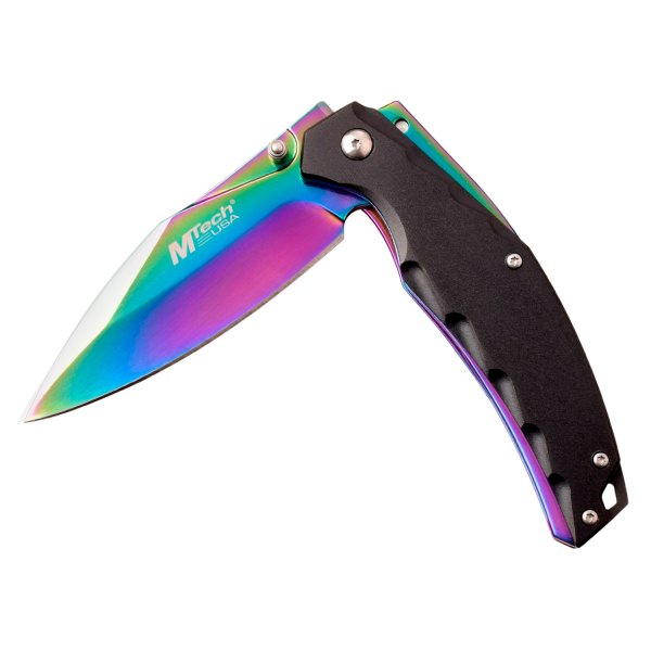 MTech USA® - 3.75" Rainbow/Black Drop Point Folding Knife