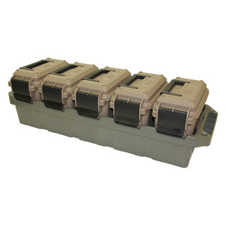 MTM Case-Gard® - 9 mm/45 ACP/.223 24.6" x 8.3" x 7" 5-Can Green/Tan Ammo Can