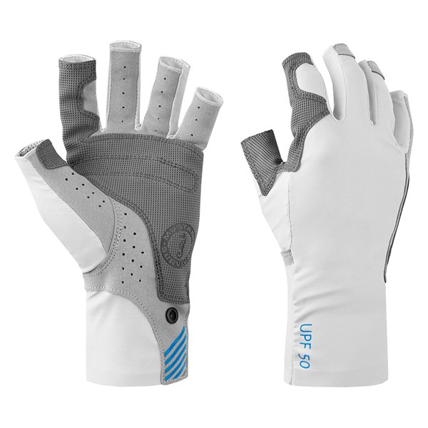 Mustang Survival® - Traction UV Medium Light Gray/Blue Synthetic Wrist Gloves