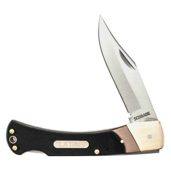 Old Timer® - Golden Bear 3.9" Silver Clip Point Folding Knife with Sheath