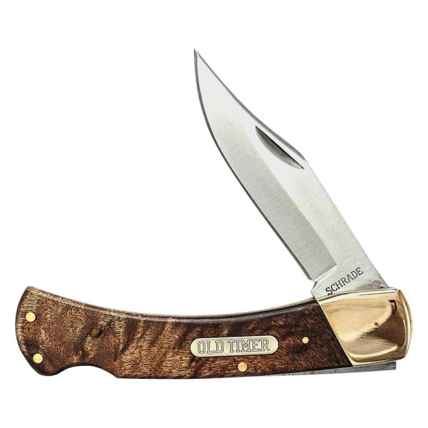 Old Timer® - Golden Bear 3.9" Black Clip Point Folding Knife with Sheath