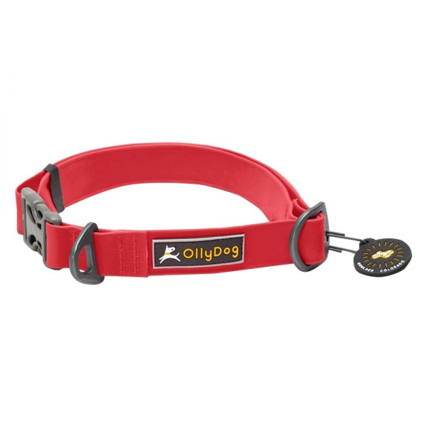 Olly Dog® - Tilden 13" to 21" x 1" Red Waterproof Dog Collar
