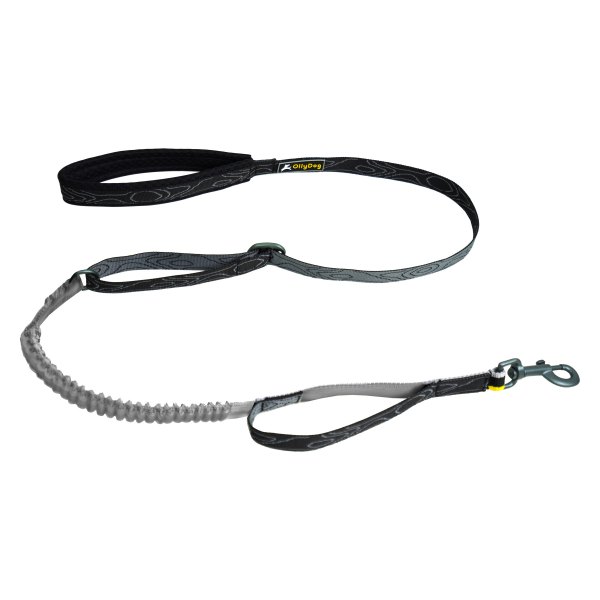 Olly Dog® - Flagstaff 46" to 60" Raven Bark Polyester Training Snap Dog Leash with Elastic Bungee