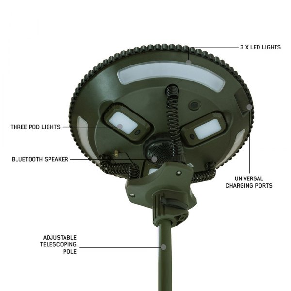 Overland® - Wild Land Camping Gear™ UFO Solar Lamp/Portable Light Pod with Speaker