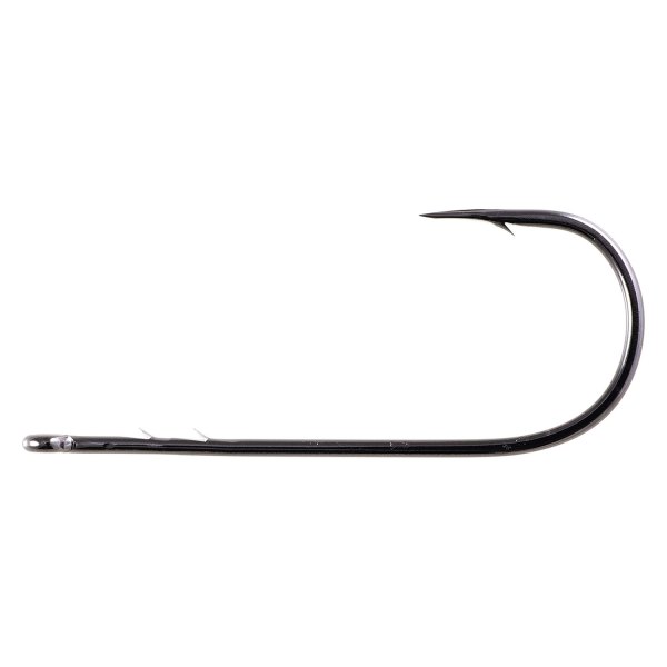 Owner® - Straight Shank Wide Gap Worm 5/0 Size Black Chrome Hooks, 5 Pieces