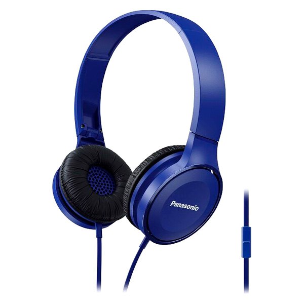 Panasonic® - RP-HF100M Blue Lightweight On-Ear Headphones with Microphone and Remote