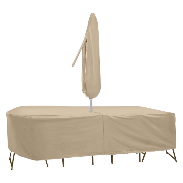PCI® - Tan Oval/Rectangular Patio Bar Table & Chair Combo Cover with Umbrella Hole
