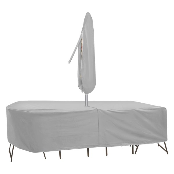 PCI® - Gray Oval/Rectangular Patio Bar Table & Chair Combo Cover with Umbrella Hole