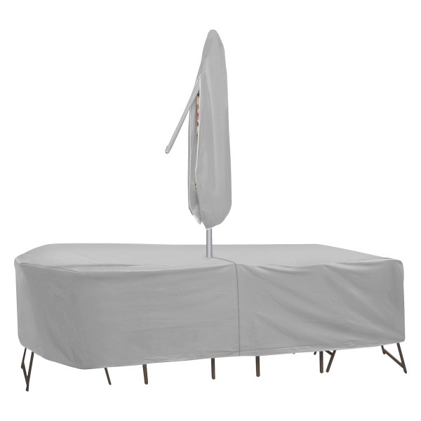 PCI® - Gray Oval/Rectangular Patio Table & Chair Combo Cover with Umbrella Hole