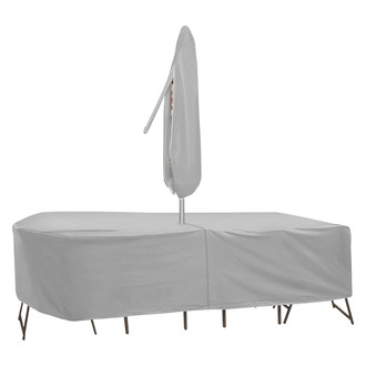 PCI® - Gray Round Patio Table & Chair Combo Cover with Umbrella Hole