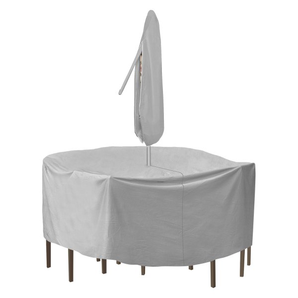 PCI® - Gray Round Patio Table & Chair Combo Cover with Umbrella Hole