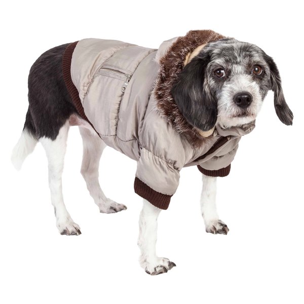 Pet Life® - Classic Metallic Fashion X-Small Metallic Gray 3M Insulated Dog Parka with Removable Hood