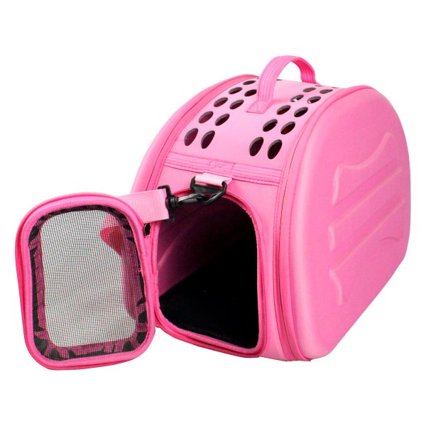 Pet Life® - 18.2"L x 11.4"W x 13.3"H Pink Hard Shell PVC Narrow Shelled Pet Carrier