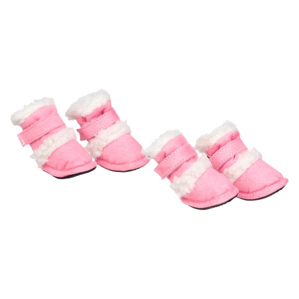 Pet Life® - DUGGZ Small Pink/White 3M Insulated Fashion Dog Winter Booties