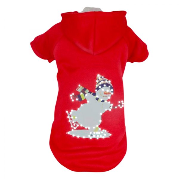 Pet Life® - Holiday Snowman Small Red Snowman LED Lighting Dog Costume Hooded Sweater with Included Batteries