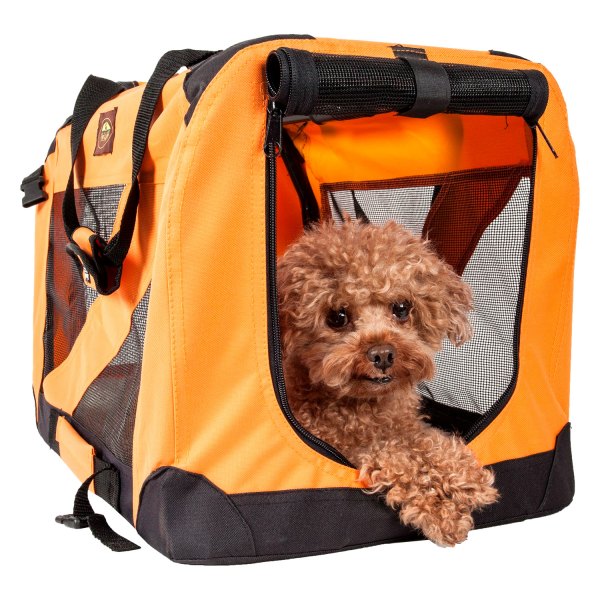 Pet Life® - 22.8"L x 15.7"W x 15.7"H Orange Zippered Nylon Dual Expandable Pet Carrier