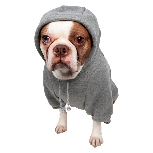 Pet Life® - American Classic Medium Gray Plush Cotton Fashion Designer Dog Hooded Sweater