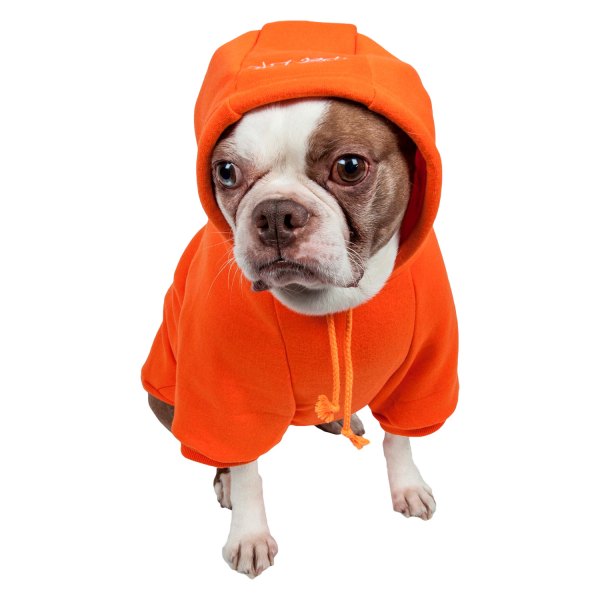 Pet Life® - American Classic Large Orange Plush Cotton Fashion Designer Dog Hooded Sweater
