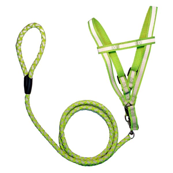 Pet Life® - Easy Tension 10.2" to 15.7" Neon Green Reflective Stitched Back-Clip Dog Harness with 72" Leash