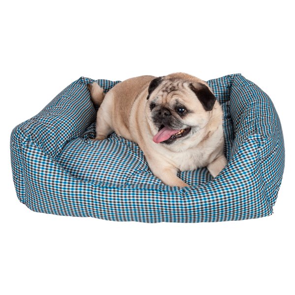 Pet Life® - Wick-Away Wick-Proof Nano-Silver and Anti-Bacterial Medium Blue Plaid Dog Bed (22.9"L x 19.7"W x 8"H)