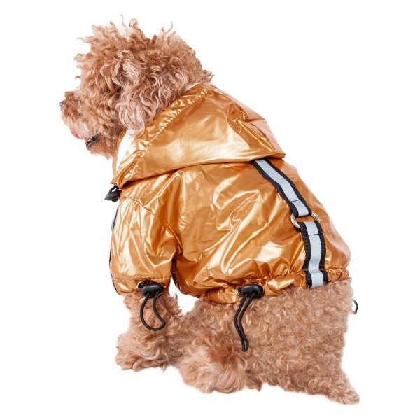 Pet Life® - Reflecta-Sport Large Mustard Yellow Multi-Adjustable Reflective Weather-Proof Dog Raincoat with Removable Hood
