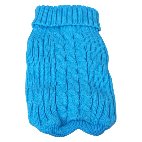 Pet Life® - Small Light Blue Heavy Cotton Rib-Collared Fashion Designer Dog Sweater
