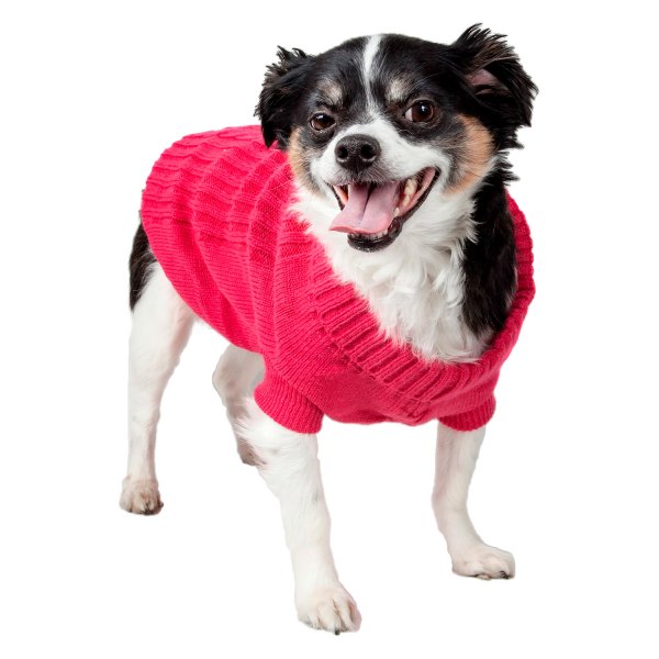 Pet Life® - X-Small Light Pink Heavy Cotton Rib-Collared Fashion Designer Dog Sweater