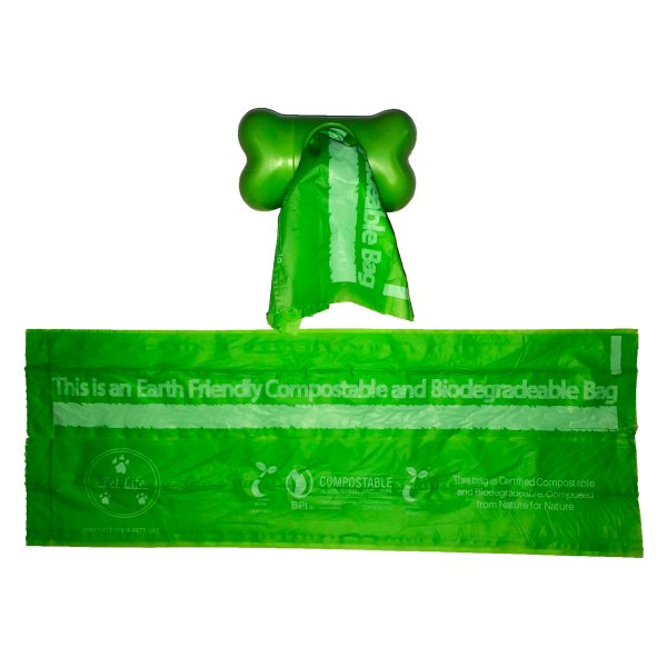 Pet Life® - Green Eco-Friendly Waste Bags with Dispenser (30 Pieces)