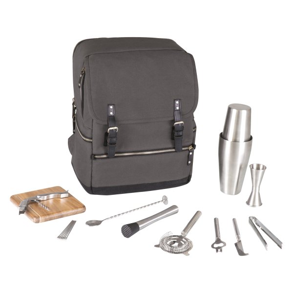 Picnic Time® - Gray Bar-Backpack Portable Cocktail Set