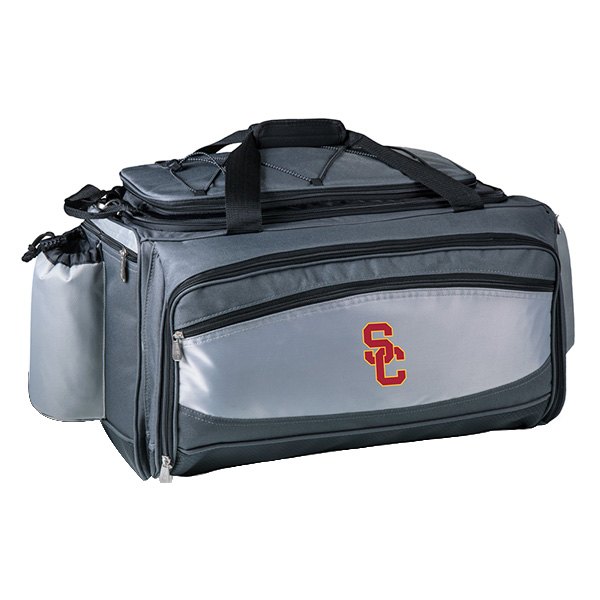 Picnic Time® - Buccaneer NCAA USC Trojans 24-Can Black/Gray Cooler Bag with Charcoal Grill