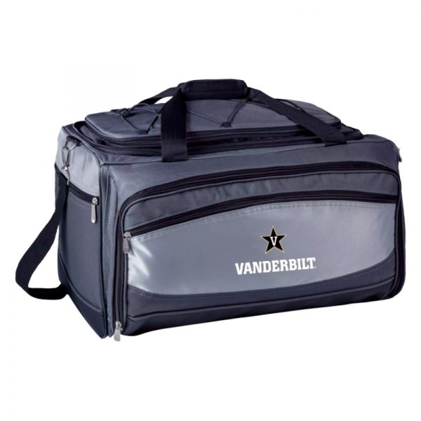 Picnic Time® - Buccaneer NCAA Vanderbilt Commodores 24-Can Black/Gray Cooler Bag with Charcoal Grill