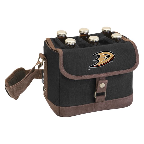 Picnic Time® - Anaheim Ducks Black with Brown Accents Beer Caddy Cooler Tote