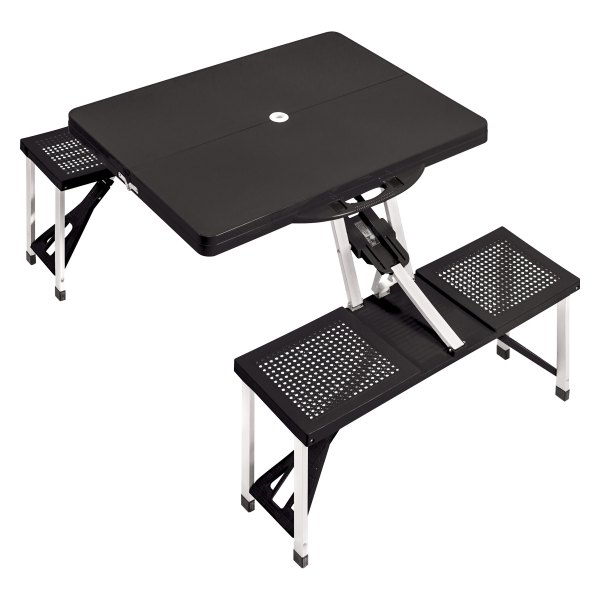 Picnic Time® - Black Plastic Portable Folding Camp Table Set