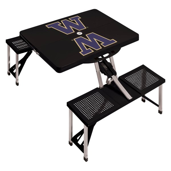 Picnic Time® - NCAA Washington Huskies Black Portable Folding Camp Table Set