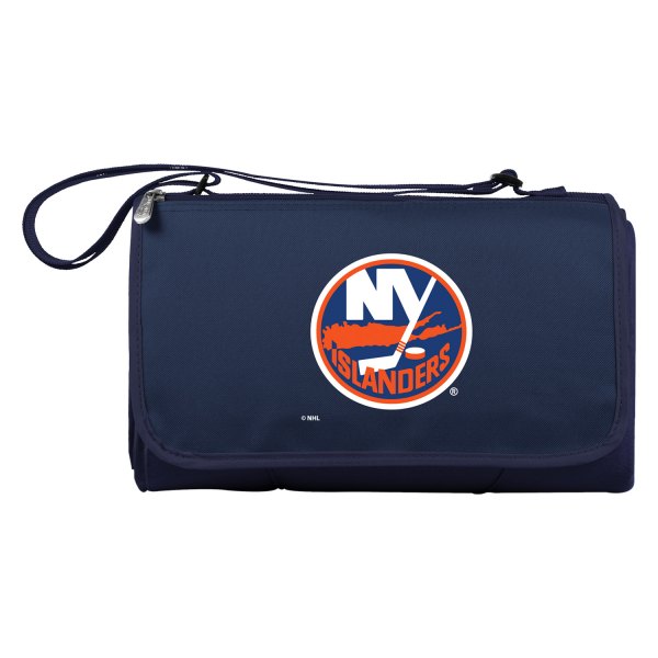 Picnic Time® - 59" x 51" New York Islanders Navy Blue with Black Flap Picnic Blanket Tote