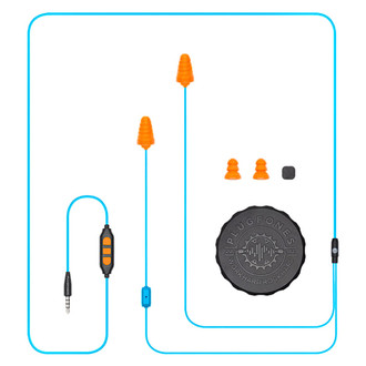 Plugfones® - Guardian Plus™ Light Blue/Orange Earbuds