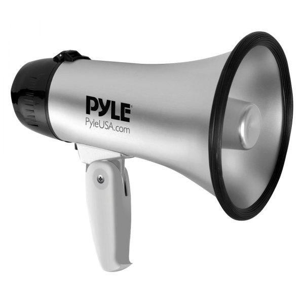 Pyle® - 20 W Gray Compact & Portable Megaphone Speaker with Siren Alarm Mode