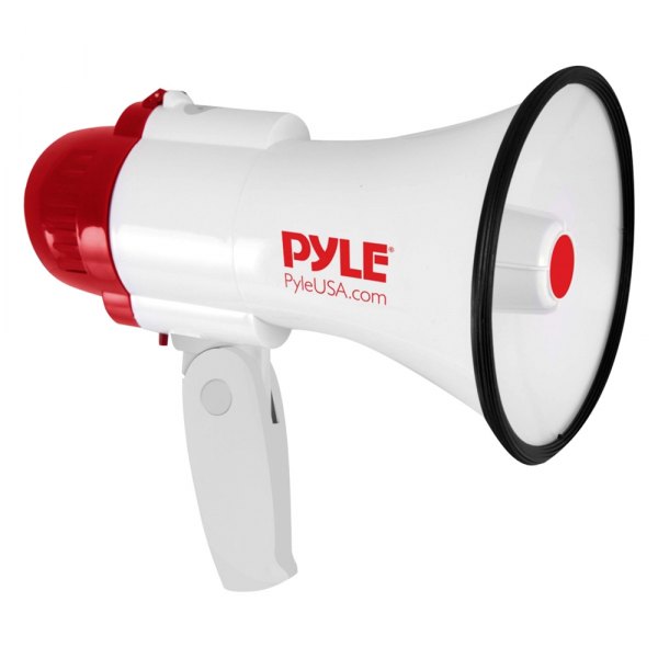 Pyle® - 30 W White Compact & Portable Megaphone Speaker with Siren Alert