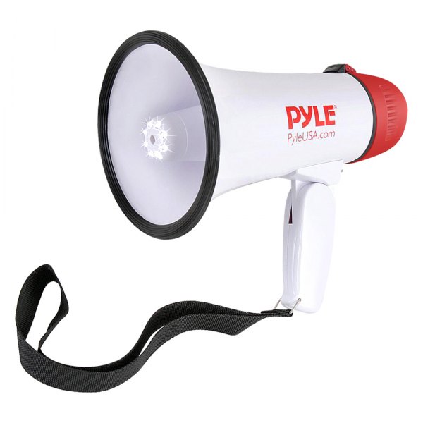 Pyle® - 30 W White Mini Compact Megaphone Bullhorn with Siren Alarm & LED Lights