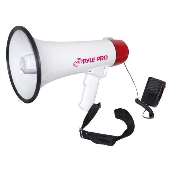 Pyle® - 40 W White Megaphone with Plug-in Handheld Microphone