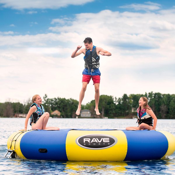 RAVE Sports® - Aqua Jump Eclipse 12' Yellow/Blue Water Trampoline