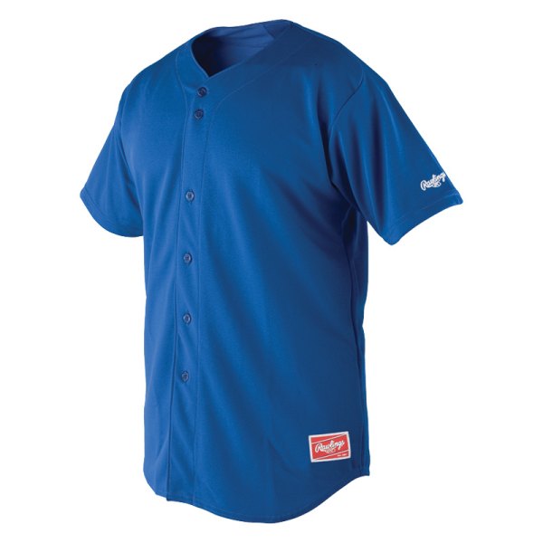 Rawlings® - Youth Large Royal Baseball Mesh Button Front Short Sleeve Jersey