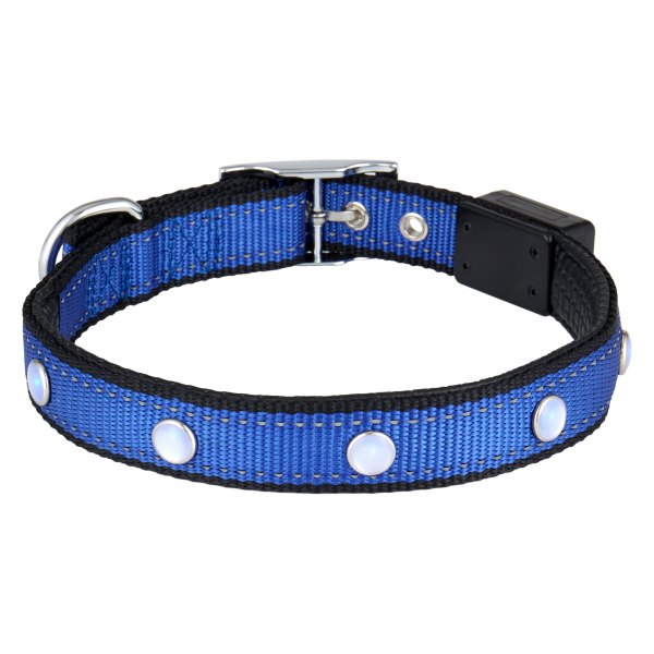 Rixxu™ - High Quality 22.4" Blue Polyester Everyday Dog Collar with LED Light