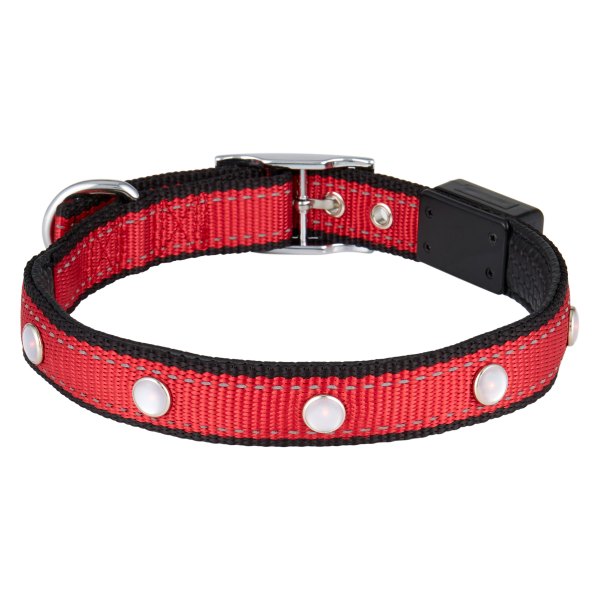 Rixxu™ - High Quality 22.4" Red Polyester Everyday Dog Collar with LED Light