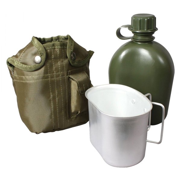 Rothco® - 1 qt Olive Drab Plastic Canteen Kit with Cover & Aluminum Cup