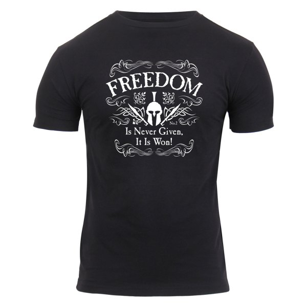 Rothco® - Freedom Is Never Given Men's Small Black Athletic Fit T-Shirt