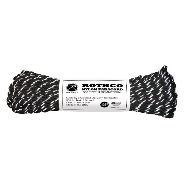 Rothco® - Type III™ 100' Black/Reflective Nylon Paracord