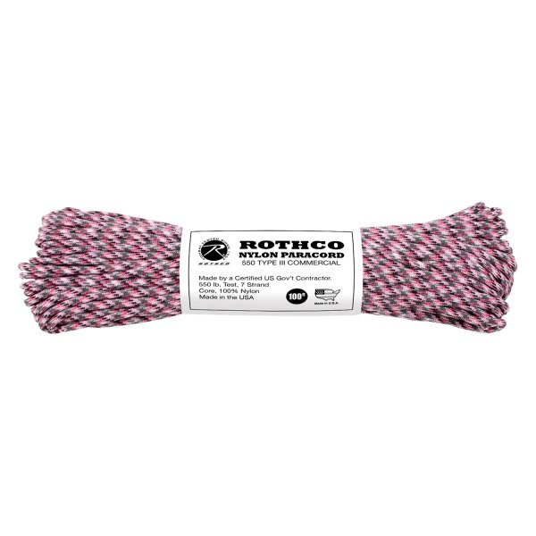 Rothco® - 100' Pink Camo Nylon Paracord