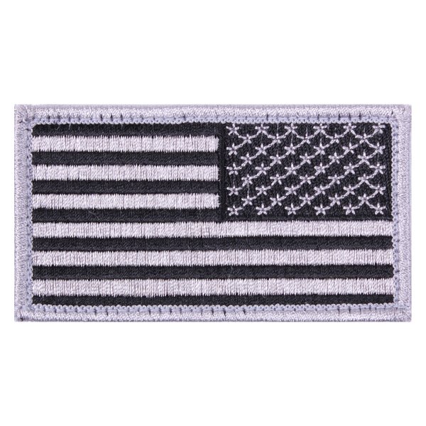 Rothco® - U.S. Flag 2" x 3.5" Black/Silver Embroidered Reverse Orientation Patch